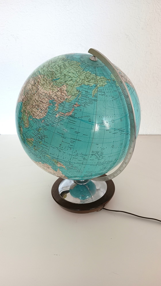 Image 1 of Columbus Verlag Globe mondial des années 50 en verre avec éclairage