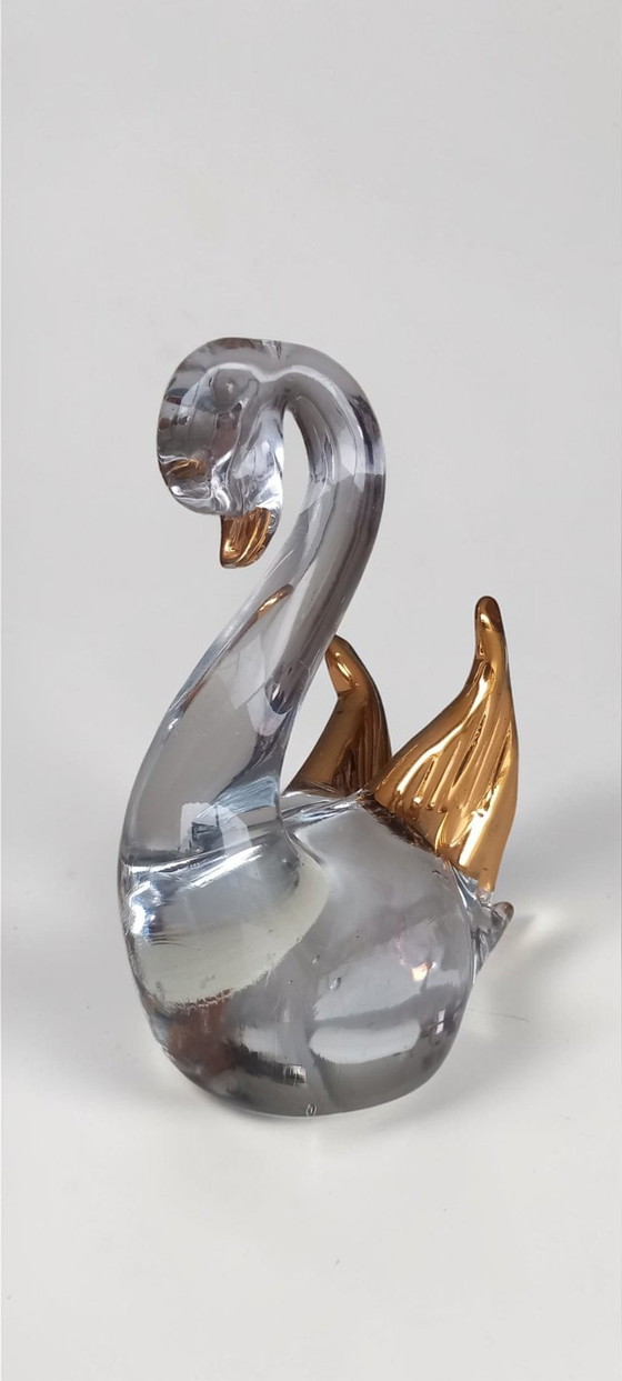Image 1 of Murano glass swan with gold-colored wings – Italy – 12 cm