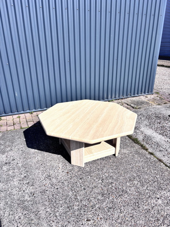 Image 1 of Table de salon vintage en travertin