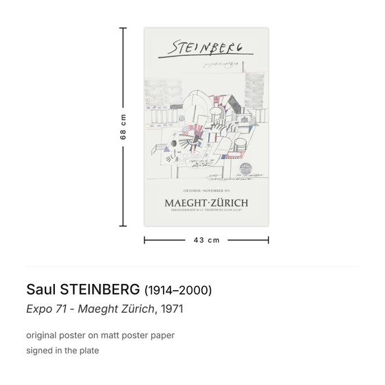 Image 1 of Saul STEINBERG Expo - Maeght Zürich Poster 1971