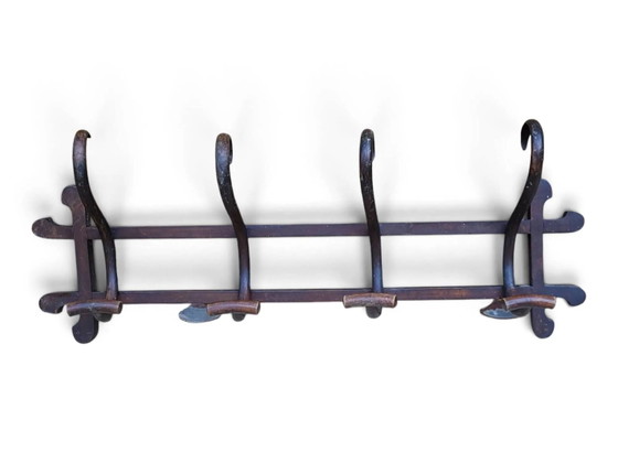 Wall coat rack / 4 hooks in the style of Thonet – Wood, Art Nouveau (photo 5 of 8)