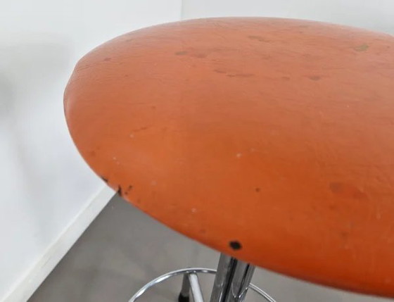 Brabantia Barhocker | 4er Set | 1970er Jahre, Chrom, Orange (Foto 11 von 12)