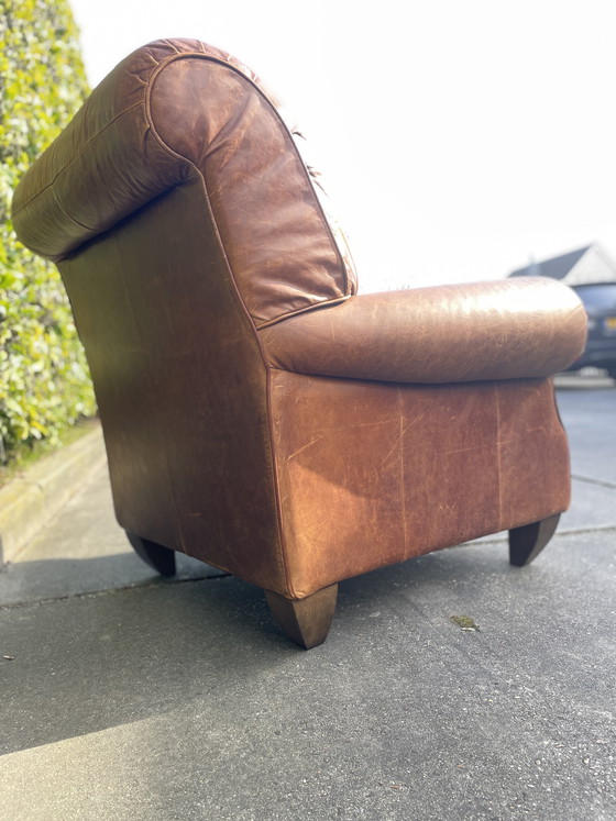 Image 1 of Fauteuil club vintage en cuir - Design italien