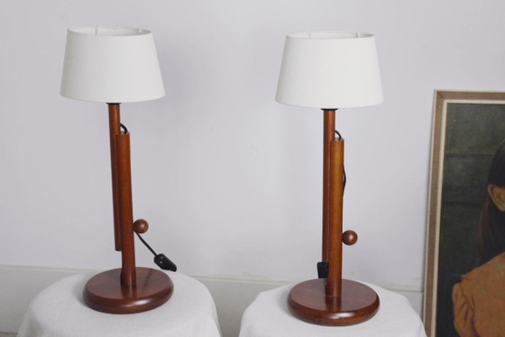 Lampada da tavolo MCM in teak vintage regolabile stile scandinavo - Coppia disponibile – Lampade da tavolo (photo 7 of 10)