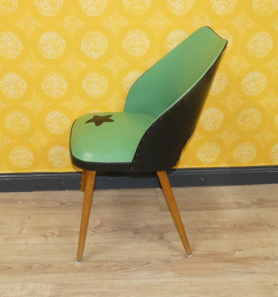 Image 1 of Chaise de cocktail des années 50 60 vert clair rockabilly classique chaise en bois vintage