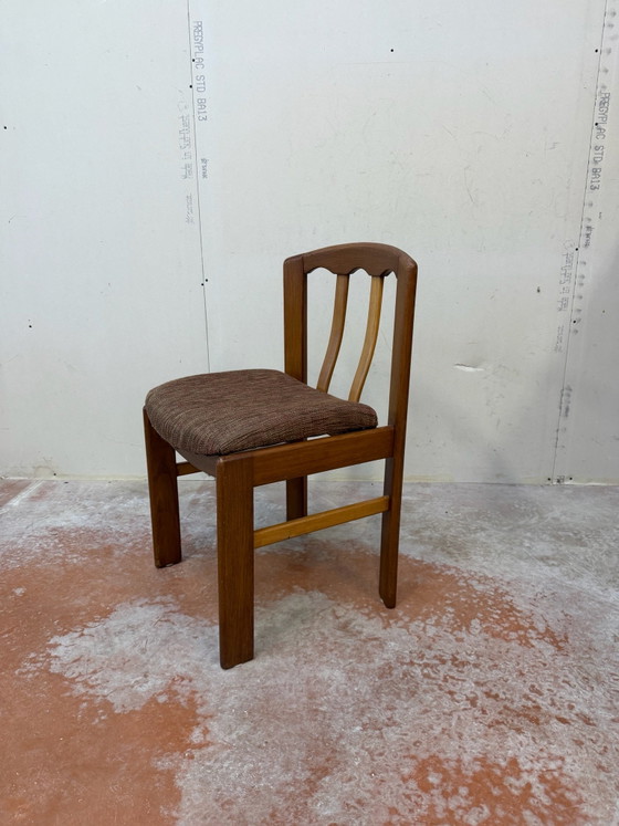 Set di 4 sedie di design scandinavo in olmo massiccio vintage degli anni '70, Sedie da pranzo, Legno, Marrone (foto 10 di 15)