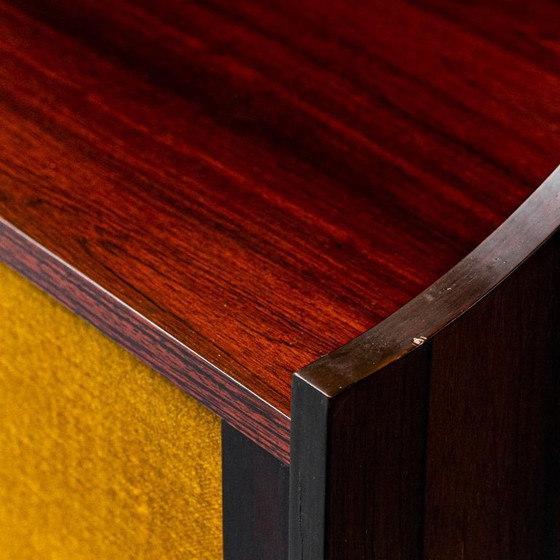 Image 1 of LIBRERIA MOBILE IN LEGNO TESSUTO ANNI '60 VINTAGE MODERNARIATO