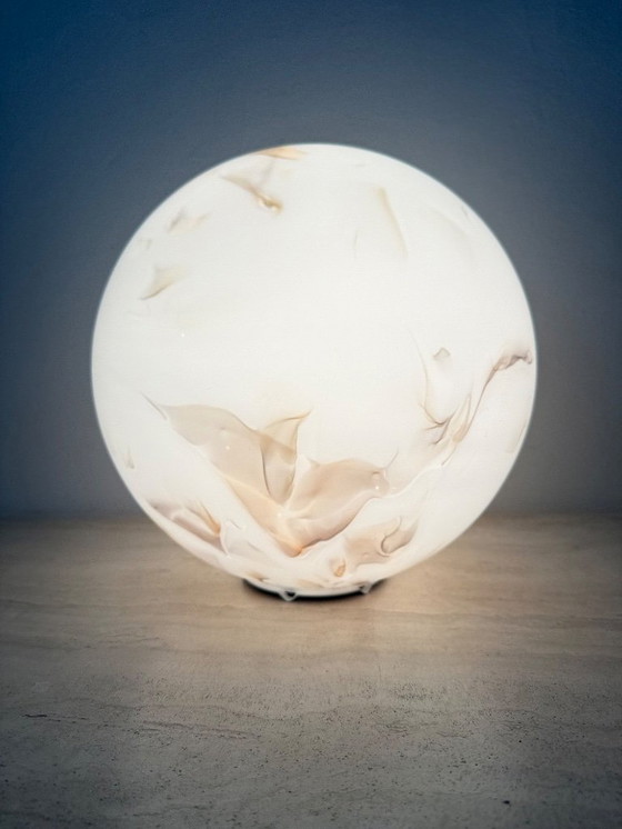 Image 1 of Vintage glass table lamp marble decor , 1970s 