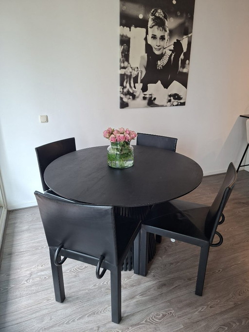 Original B&B Italia Arcadia Dining Chairs by Paolo Piva | Set of 6 | Black Leather | 1980s – eetkamerstoelen, Metal