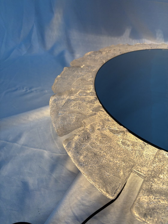 Image 1 of Specchio da parete vintage illuminato in vetro ghiacciato, Hillebrand anni '70