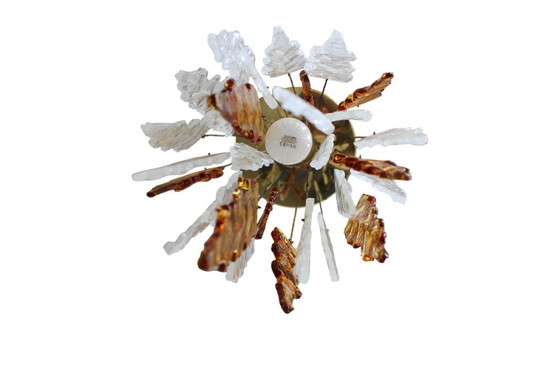Image 1 of Vintage tweekleurige Murano glazen plafondlamp van Carlo Nason voor Mazzega, jaren 70