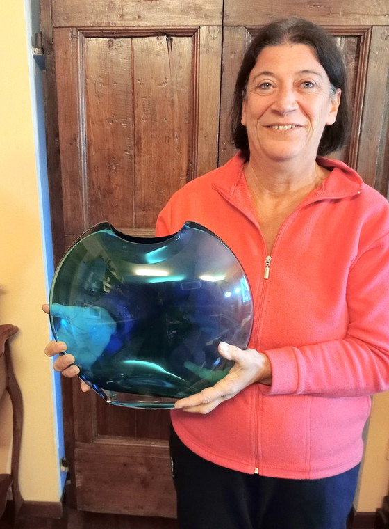 Image 1 of Gran jarrón de cristal de Murano fabricado por Mazzega, década de 1980