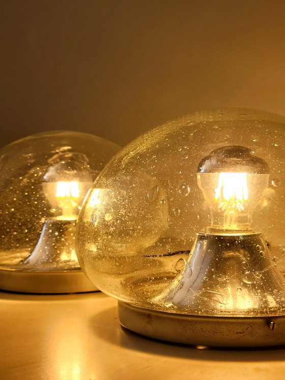 Image 1 of Set di 2 lampade da parete o da soffitto RZB Leuchten in vetro a bolle, Germania, anni '70