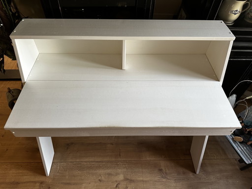 White Wooden Design Desk Wood With Flap