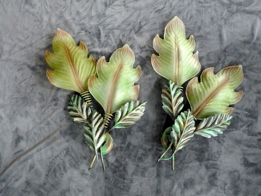 giant sconces painted murano glass leaf 63cm