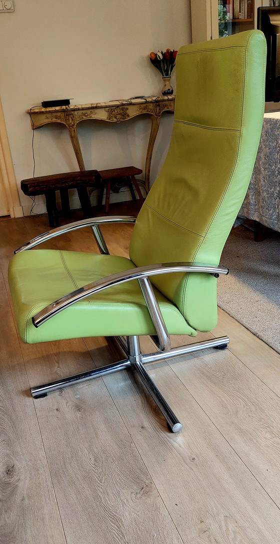 Image 1 of Moderne draaifauteuil leer chroom