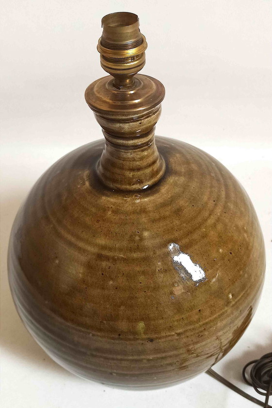 Image 1 of Geëmailleerde aardewerk lamp gesigneerd Alain Magne jaren 70