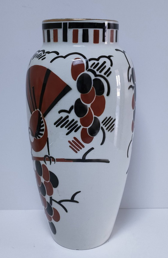 Image 1 of Art Deco vase by Keller Guérin, "Ceylon" bird