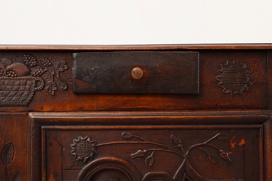 Image 1 of Rare French provincial carved cabinet or buffet with great patina, dated 1841