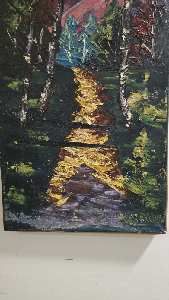 Original Impressionist Impasto Oil Painting by R.G. van Wezel (Verified History) 30x70cm (photo 9 of 14)