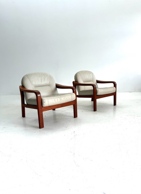 Set di 2 Poltrone danesi vintage, Komfort ‘80 – Legno, Pelle (photo 2 of 10)
