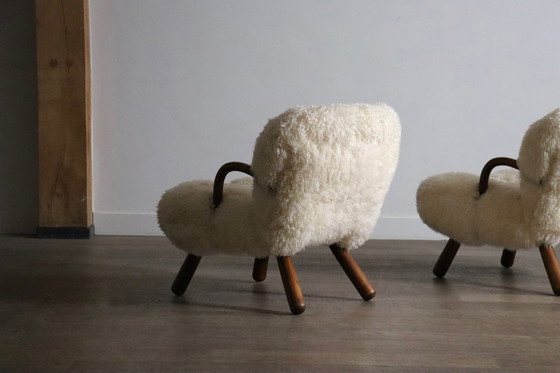 Image 1 of Coppia di sedie Clam, prima edizione, di Arnold Madsen per Madsen & Schubell, Danimarca, 1944