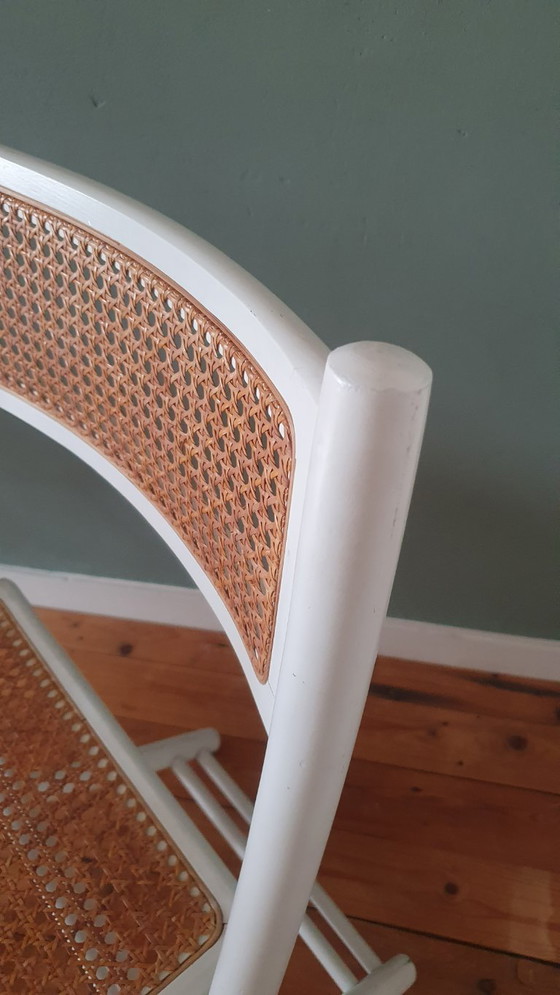 Image 1 of Set of 2 White Design folding chairs with cane / webbing upholstery