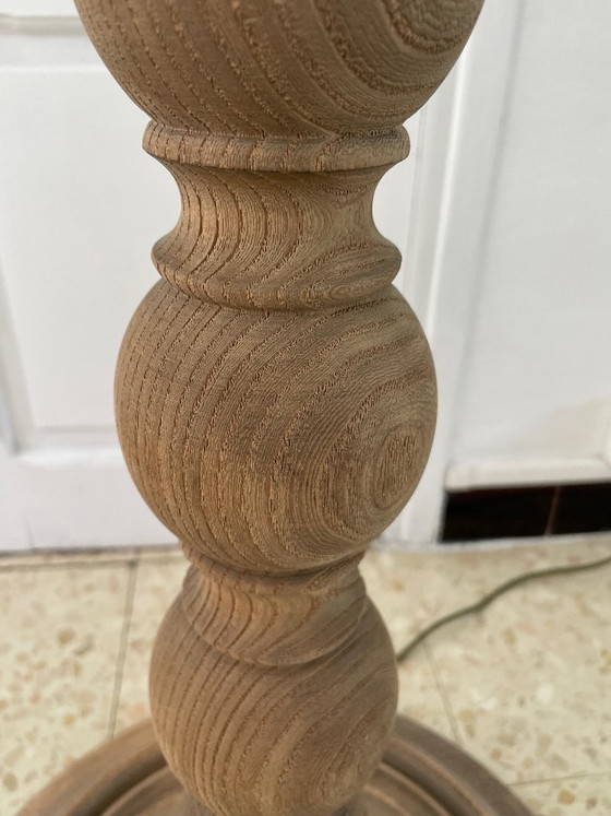 Image 1 of Lampada da terra vintage in legno tornito con paralume in corda, anni '60