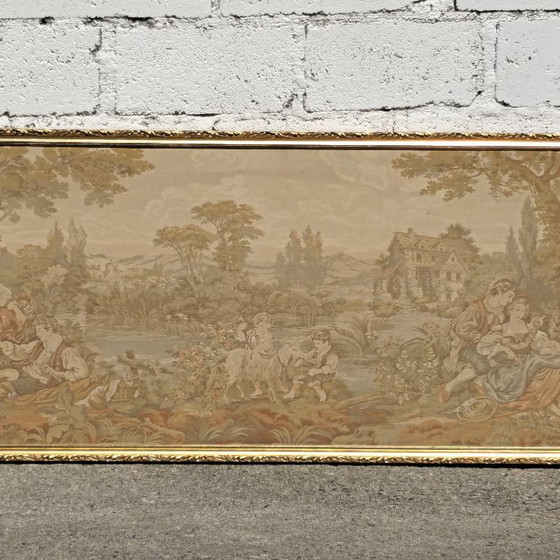 Image 1 of Large French Tapestry (Gobelin) -1950s-Traditional Spring Scene - Rococo Style
