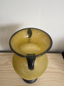 Midcentury Modern Murano Scavo yellow glass vase