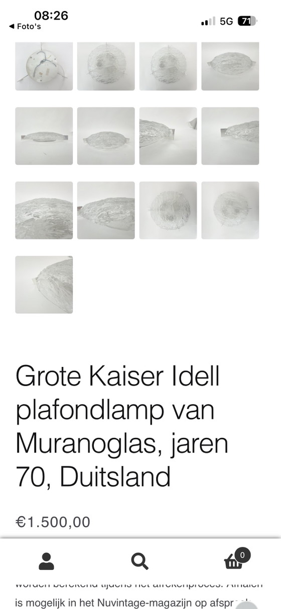 40 cm große Kaiser Idell Deckenleuchte aus Muranoglas – Deckenleuchten (photo 13 of 14)