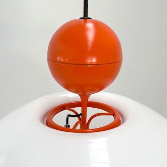 Image 1 of Lámpara colgante Saliscendi en naranja de Elio Martinelli para Martinelli Luce, años 70