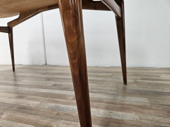 1950s wooden dining table with mirrored top (photo 11 of 15)