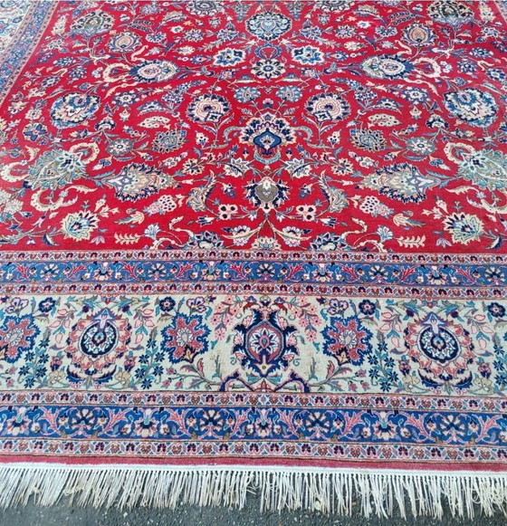 Image 1 of Alfombra Kashan Oriental XXL auténtica de 458x321 cm con parte superior anudada a mano.