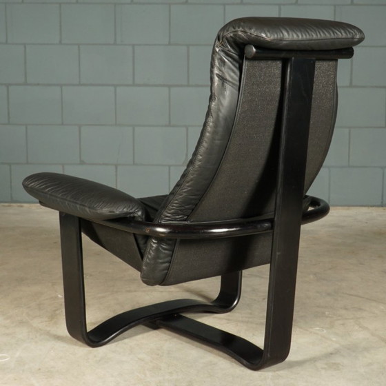 Fauteuil lounge vintage « Manta » – Ingmar Relling – Westnofa – 1970 – Wood, Leather (photo 6 of 15)