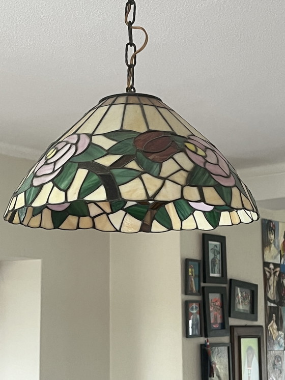 Image 1 of Lampada a sospensione vintage in stile Tiffany anni '90