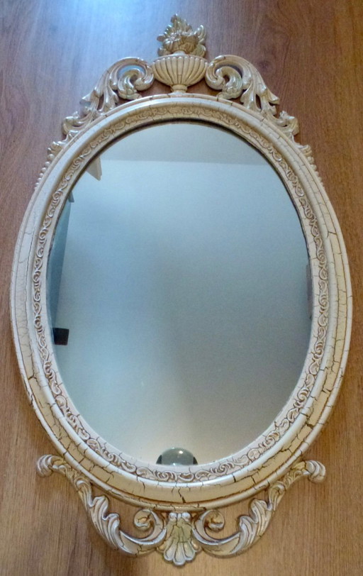 Design Oval Mirror Italian Vintage, 76 x 40 cm.