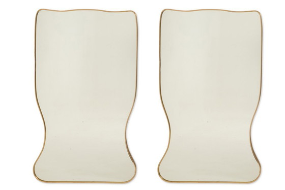 Image 1 of Specchio in ottone dorato nello stile di Gio Ponti e degli anni '80.