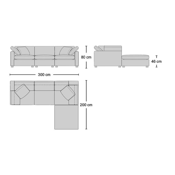Image 1 of 3-zits hoekbank met voetenbank