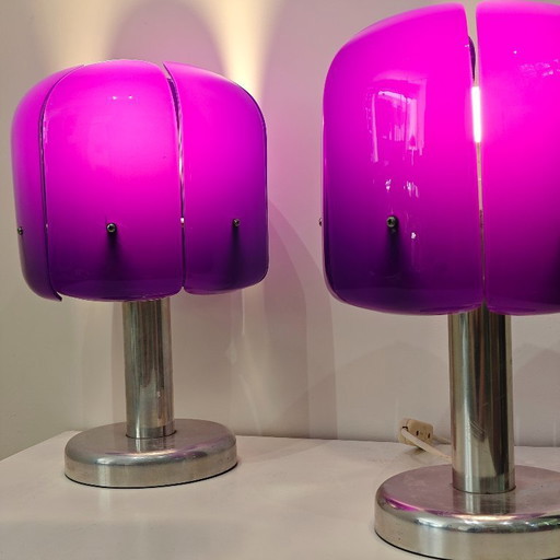 Lampes de table vintage en plexiglas violet