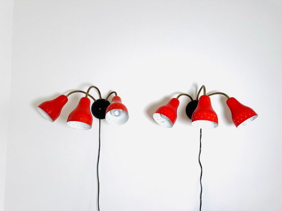 Image 1 of LAMPADA DA PARETE A TRE BRACCI DI H. BUSQUET PER HALA ZEIST, PAESI BASSI 1950