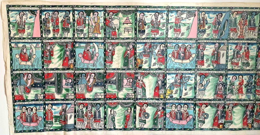 Oil painting on canvas 40 scenes Solomon & Sheba 183.5 cm x 78 cm 1930s