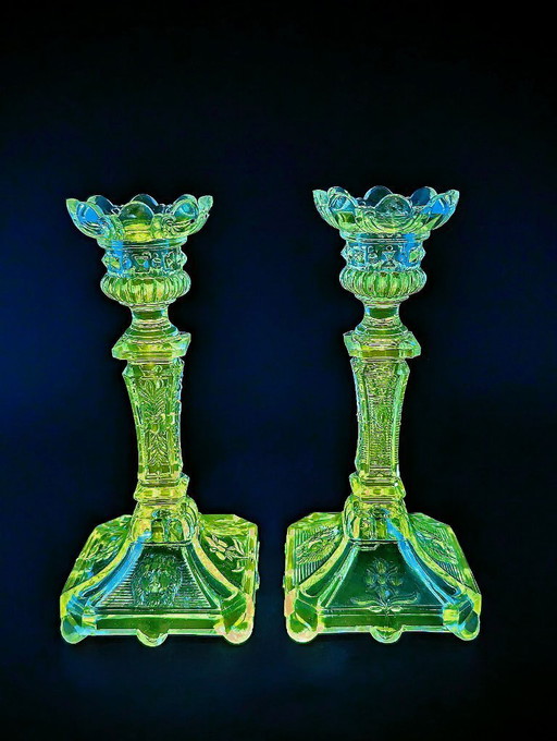 Antike deutsche Kristallleuchter (1900–1930) Fenne Glashütte – UV-reaktiv
