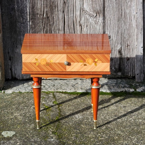 Image 1 of VALENTINES OFFER - French Mid Century Nightstand-French Vintage Bedside Table-High Gloss Finish-60s