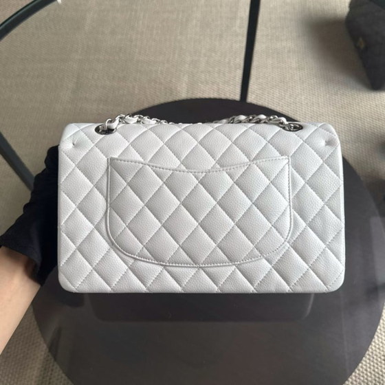 Image 1 of Chanel Classic Flap Medium - Caviar Quilted White Silver Hardware Series 18
