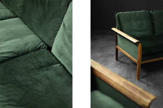 Image 1 of Canapé et Chaise Vintage en Palissandre et Velours Vert Bouteille par Knut Sæter pour Vatne Møbler, Norvège, 1960s, Set de 2