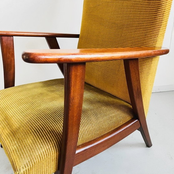 Image 1 of Vintage mid-century Scandinavian armchair teak ochre yellow 1960's