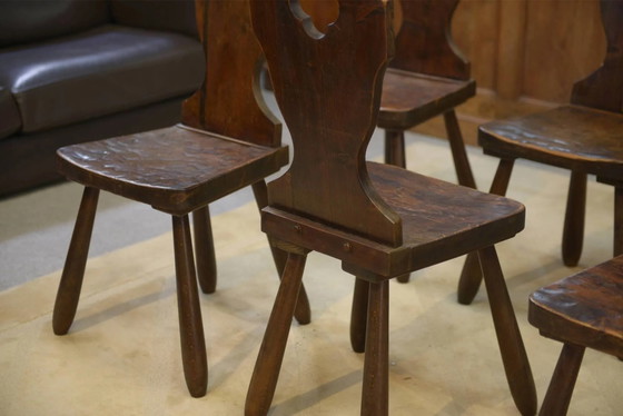 Lot de 8 chaises de monastère années 1950 – Chaises de salle à manger, Bois, Vintage (photo 9 of 11)