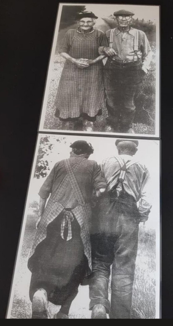 Image 1 of Díptico nostálgico único de una pareja de granjeros