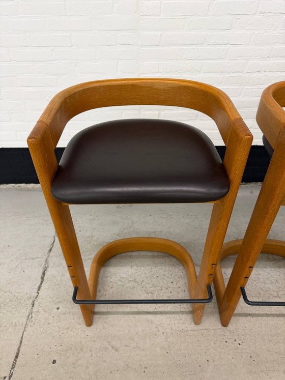 Juego de 3 taburetes de bar estilo Willy Rizzo – Wood (photo 3 of 10)